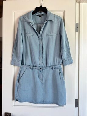 Stella & Jamie Light Blue Chambray Shirt Dress